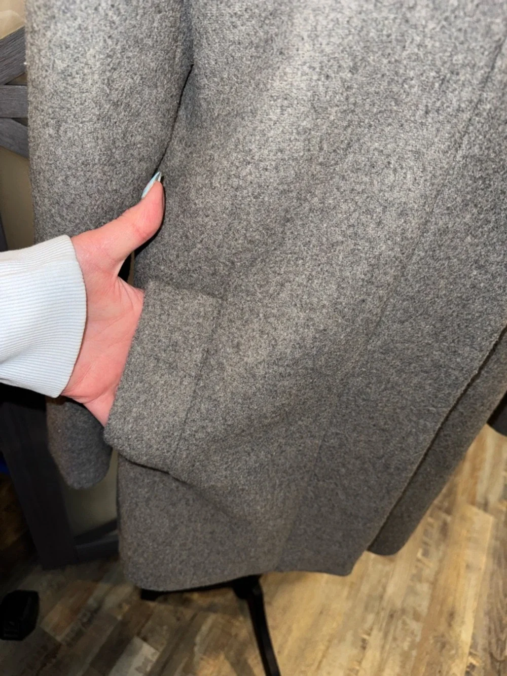 J. Crew Mercantile Gray Wool-Blend Stand Collar Pea Coat - Picture 7 of 16